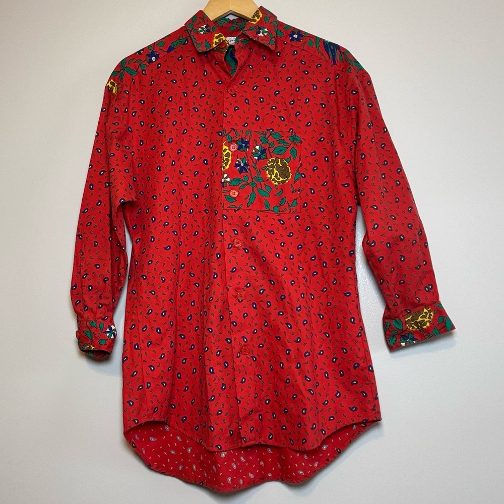 NY Collection Red and Green Patterned Men's Shirt